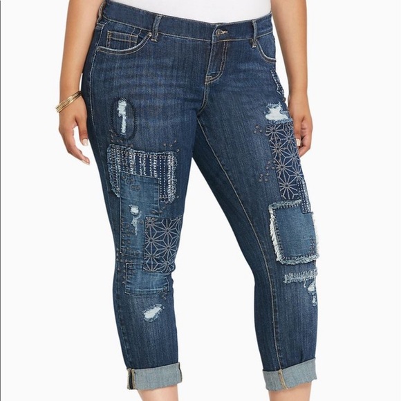 Torrid Premium Boyfriend Jean W/ Patch Embroidery - Picture 2 of 6